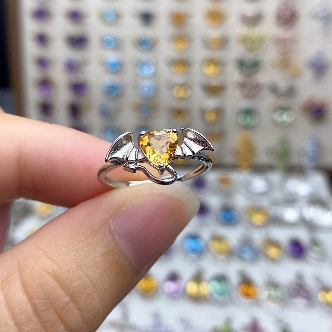 黄晶戒指银S925镶嵌需要证书备注