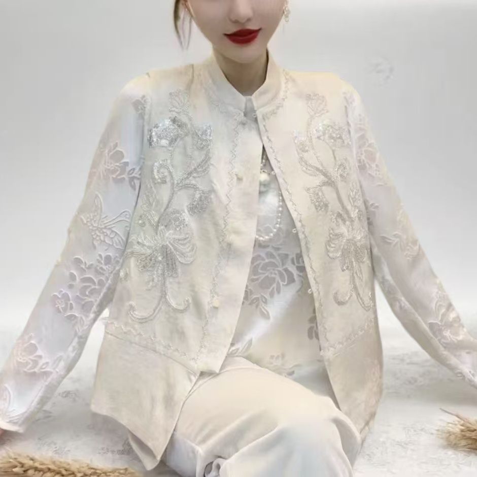 2025高端新中式钉珠亮片国风马甲重工早春新款刺绣气质宽松背心女