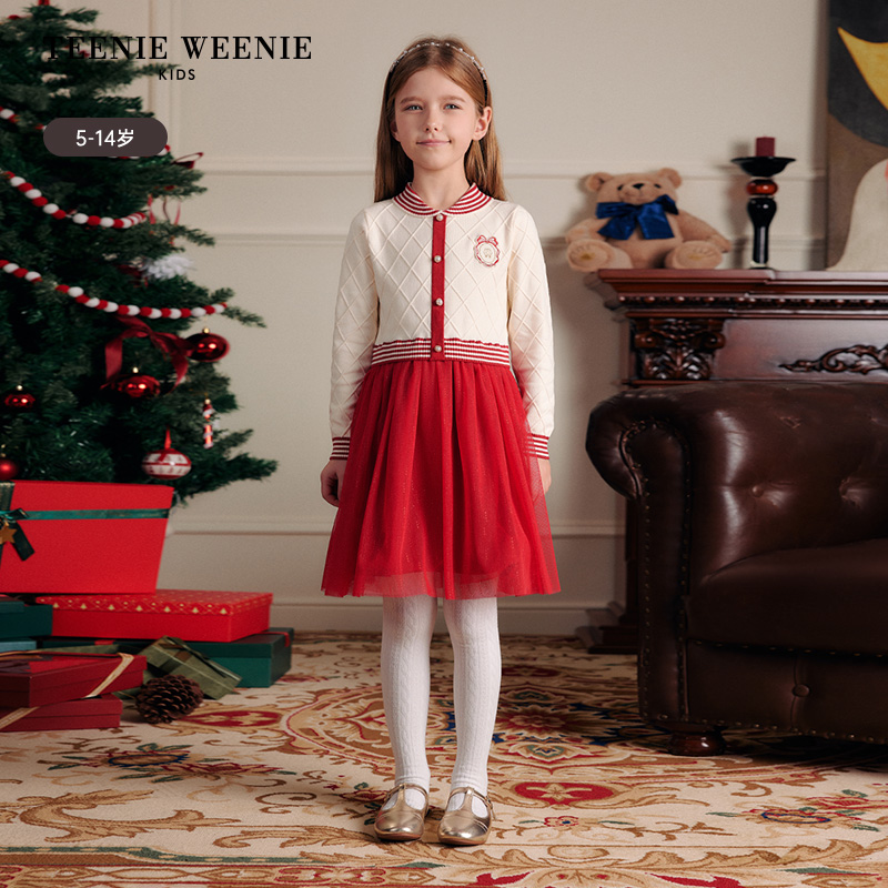 TeenieWeenieKids25年女童淑女假两件拜年服连衣裙TKOK251151A