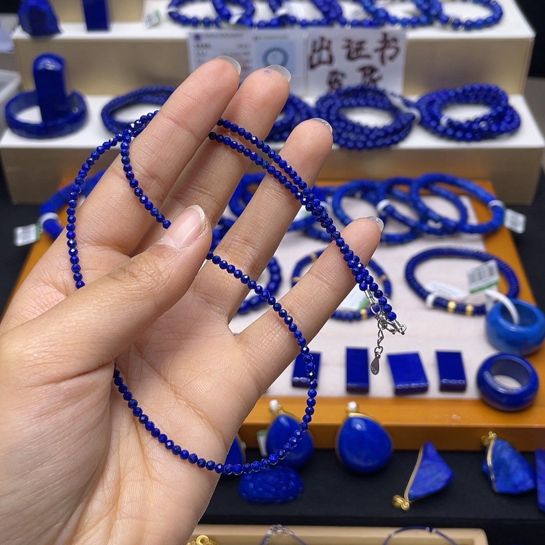 青金石项链2+刻面银S925镶嵌