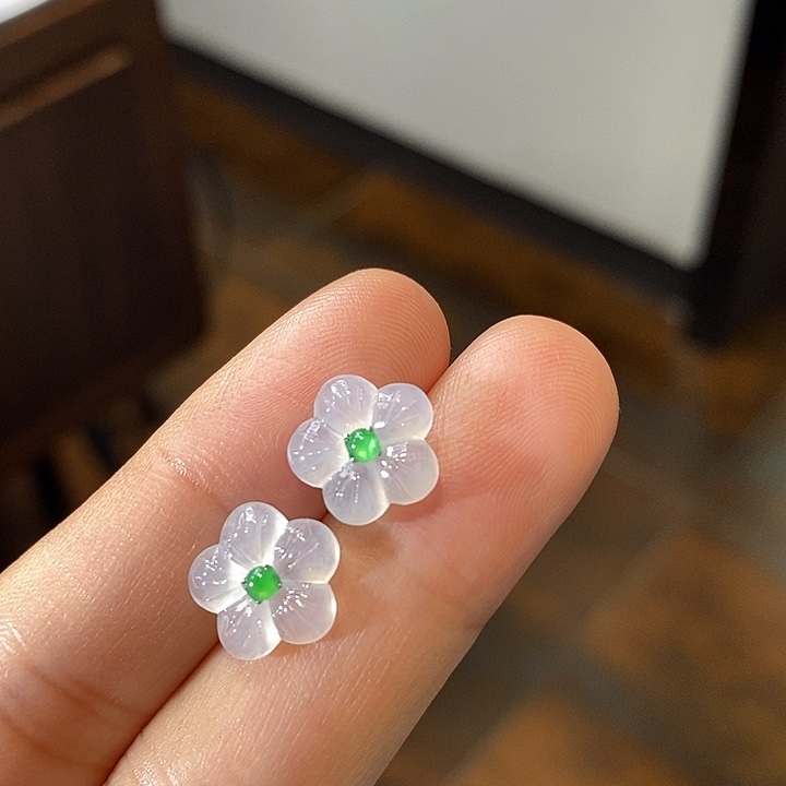 翡翠18K金镶嵌耳饰