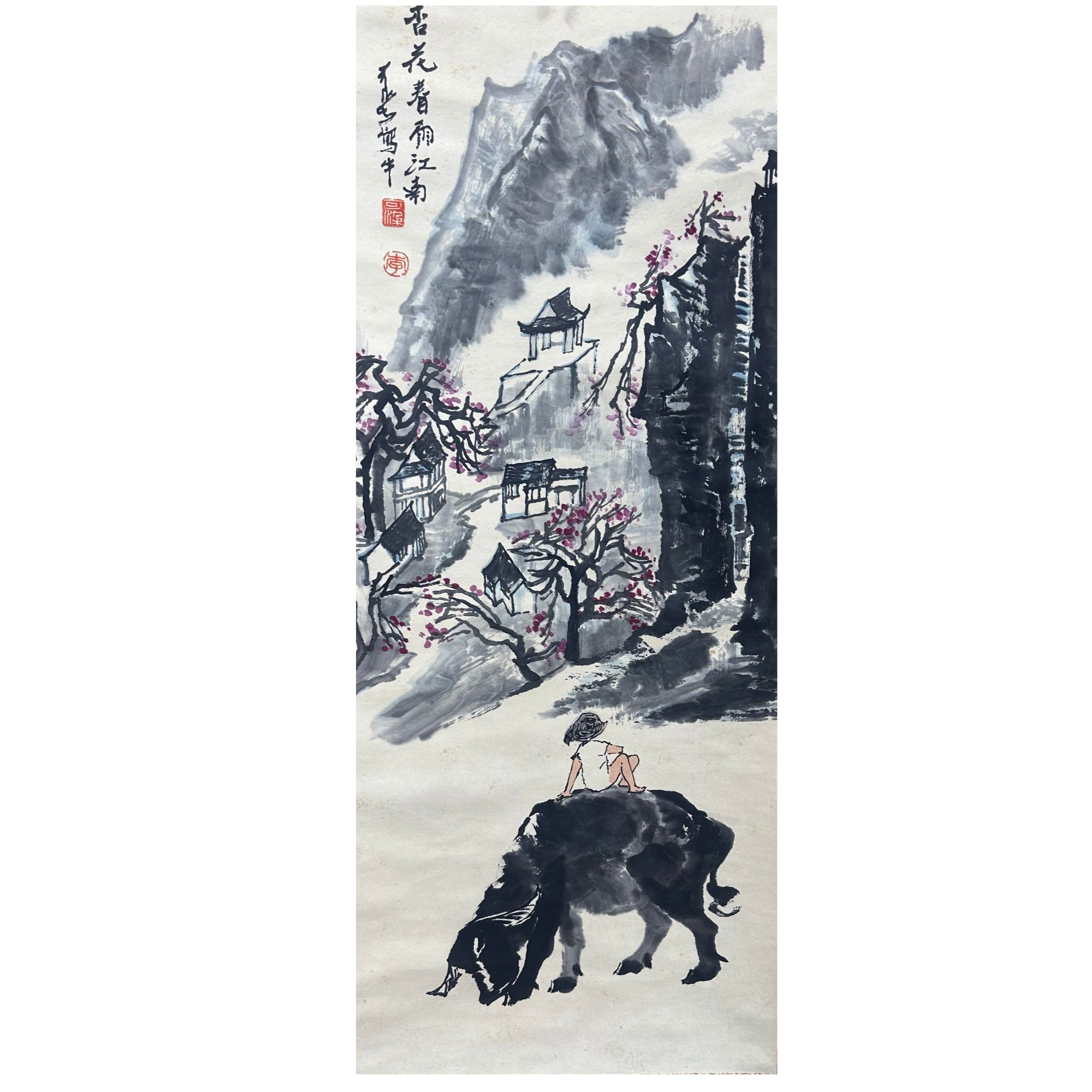 李 水牛立轴90x45