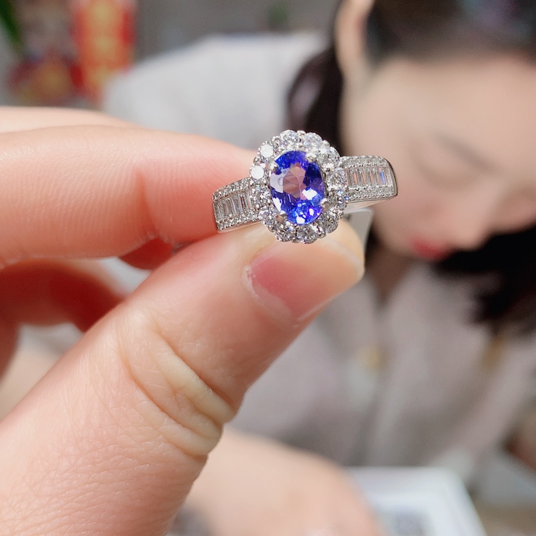 坦桑石戒指银S925镶嵌