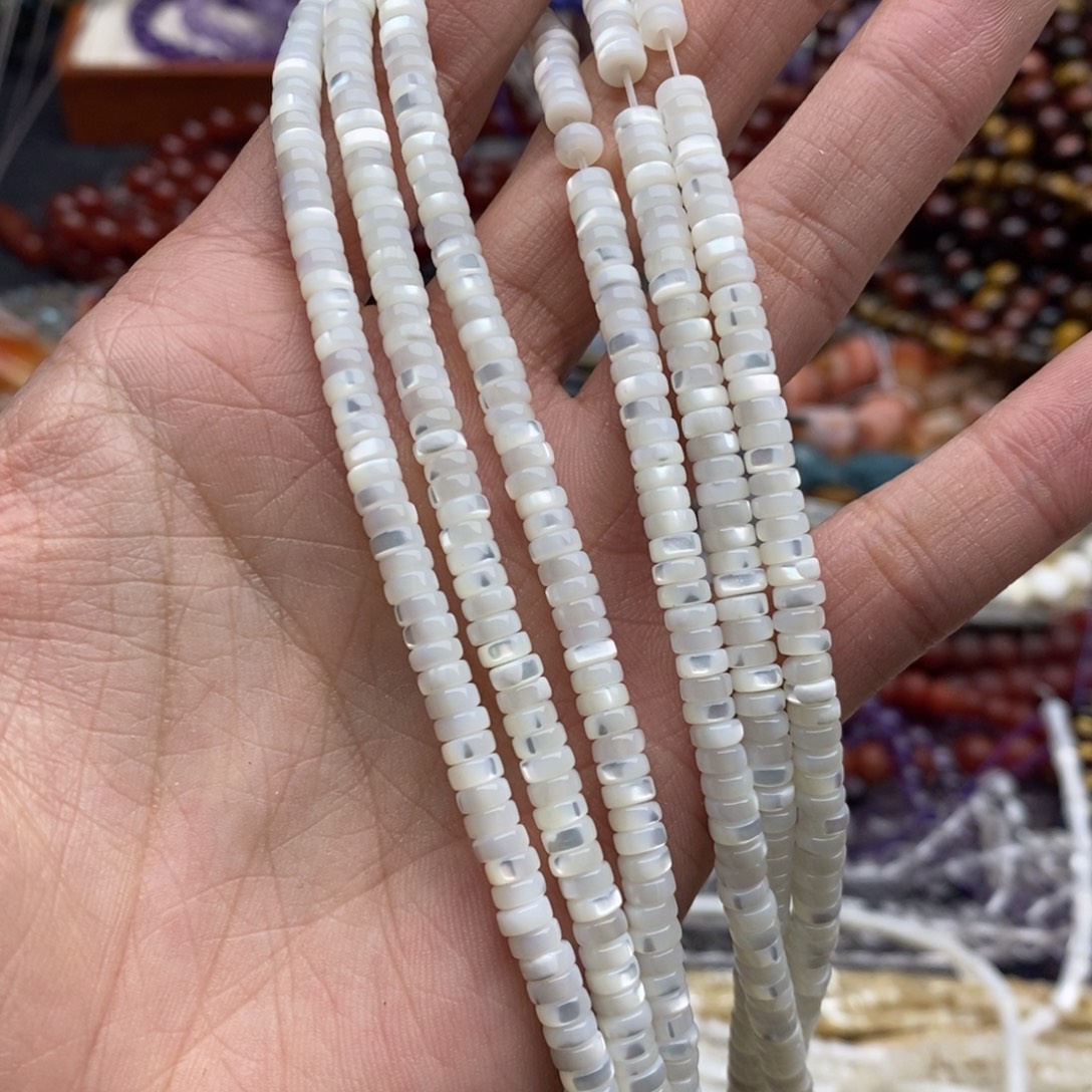 玛瑙/玉髓未镶嵌珠宝半成品一条天然2×5白马蹄螺直切隔片