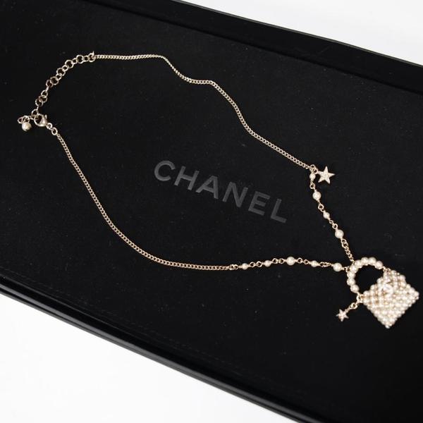 Chanel珍珠闪钻包包吊坠项链