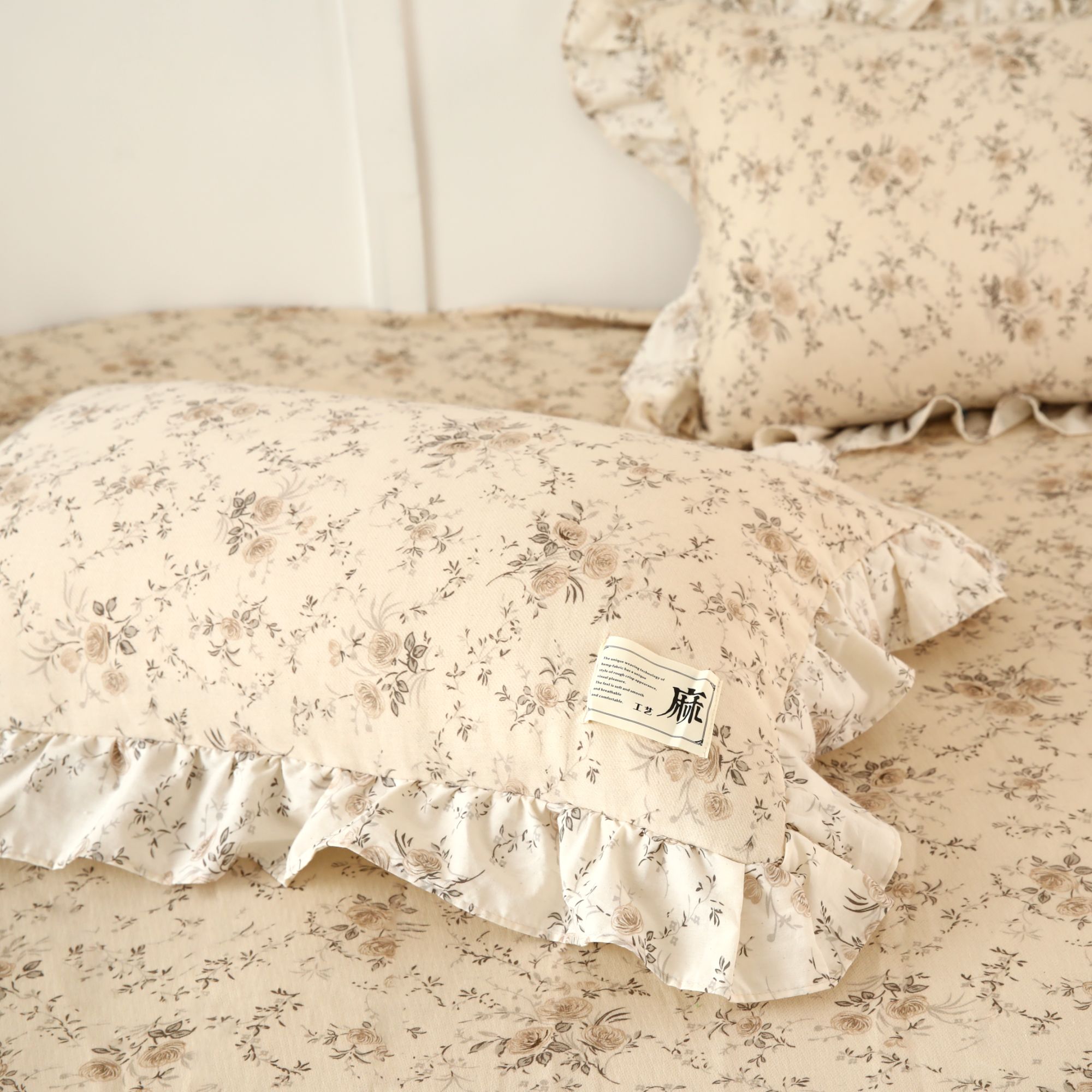 【伴夏枕套一对】多功能色织提花双层纱面料透气麻床品枕套