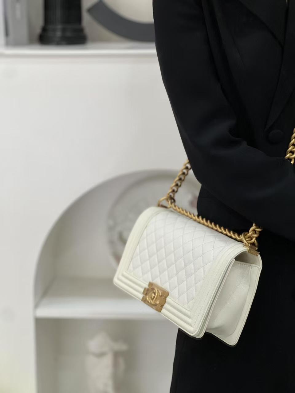 99新 Chanel/香奈儿 leboy中号白金荔枝纹/公价无/甄选