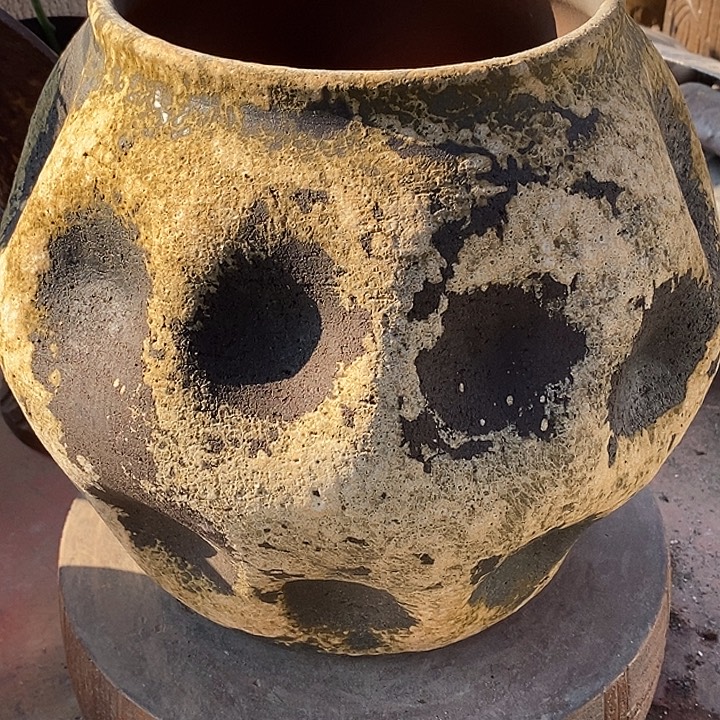 紫砂花盆口18高度25手工异性