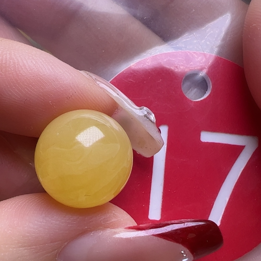 蜜蜡未镶嵌珠宝奇石微瑕12.7mm鸡油黄圆珠