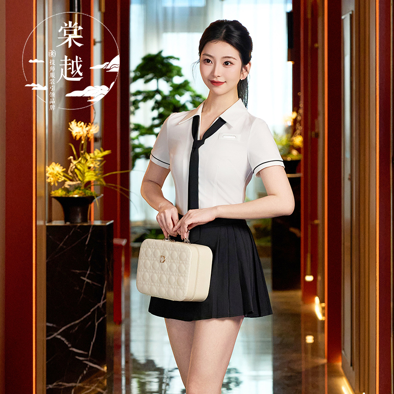 棠越芳疗足疗养生工作服按摩技师气质甜美减龄时尚短裙套装女4414