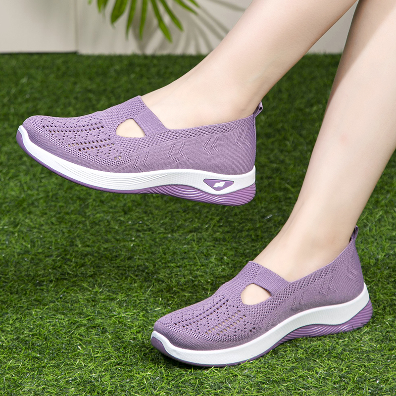 25夏季中老年妈妈镂空透气健步软底防滑轻便舒适北京布鞋网面加宽