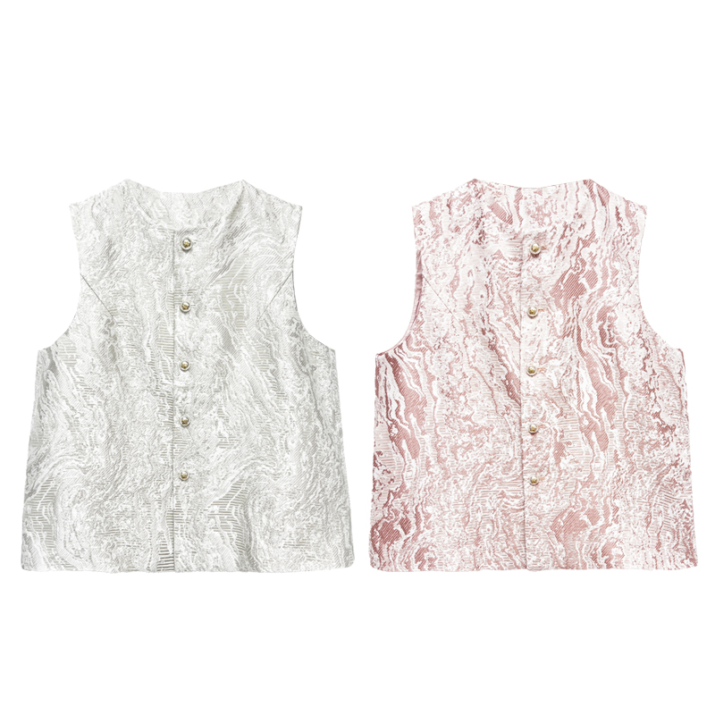 【橙庐】509100原创新中式千山万壑高定提花马甲 女款气质国风马夹