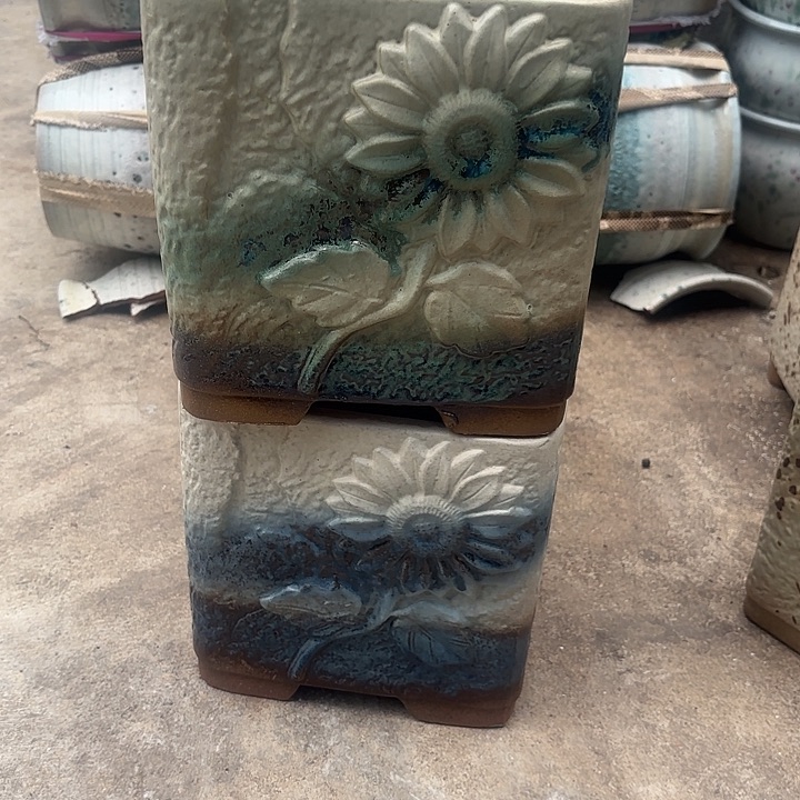 紫砂茶碗复古两个色口径19高度19