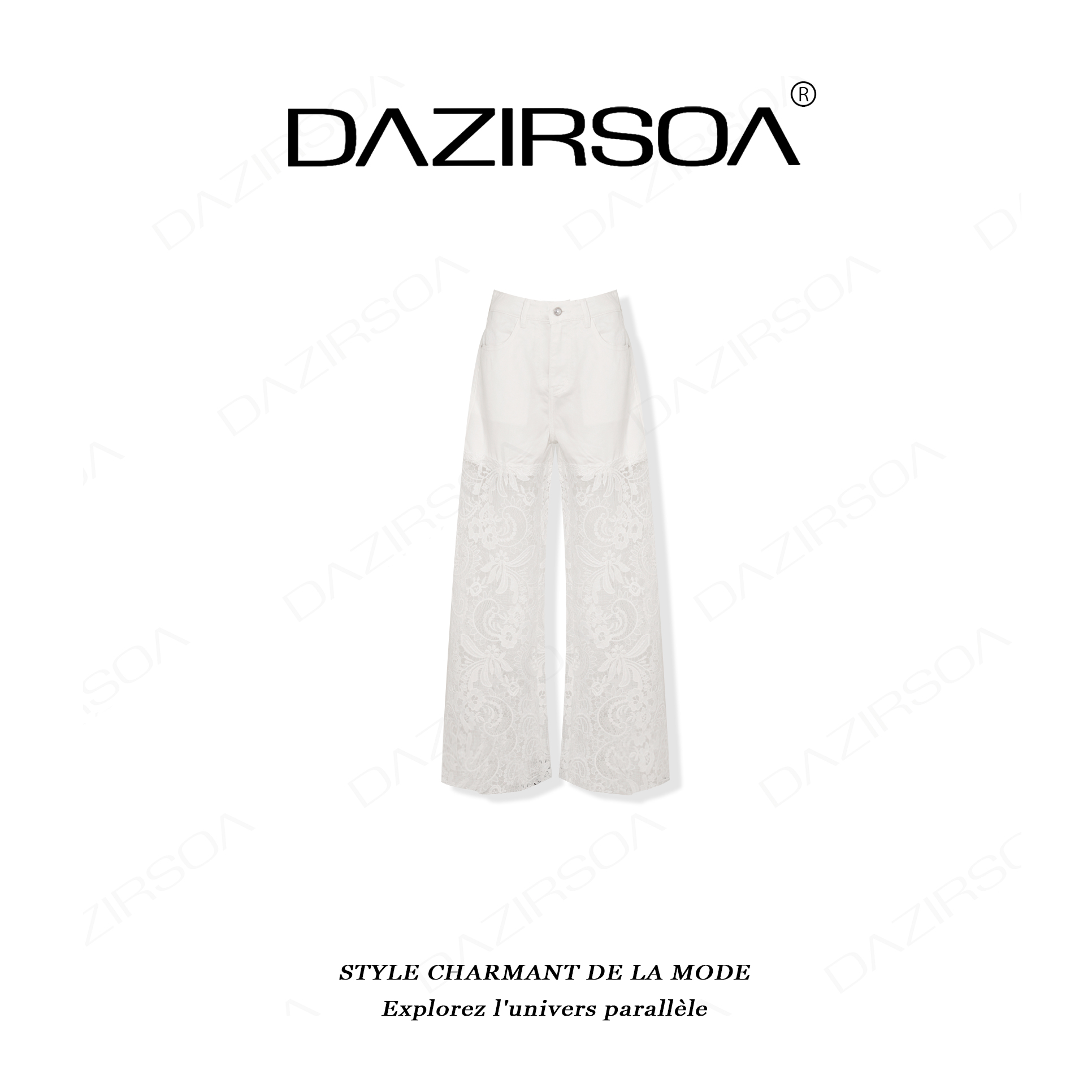 “花落无声”时尚百搭拼接蕾丝花朵镂空牛仔裤 Y921