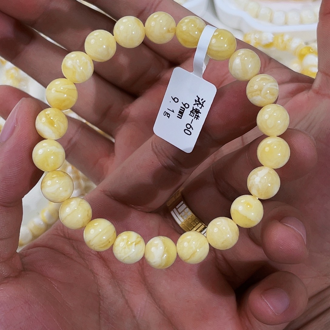 琥珀未镶嵌手链浓蜡虎皮9m