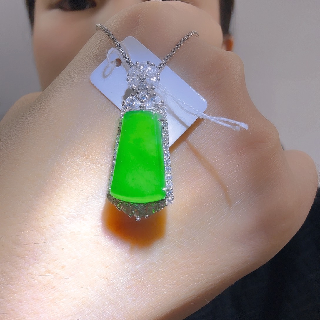 翡翠银S925镶嵌吊坠(不含链)