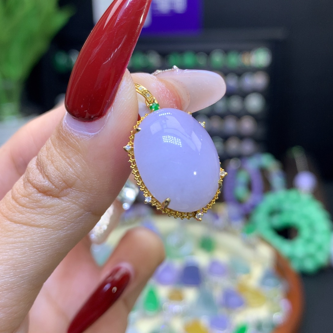 翡翠颈饰18K金镶嵌天然