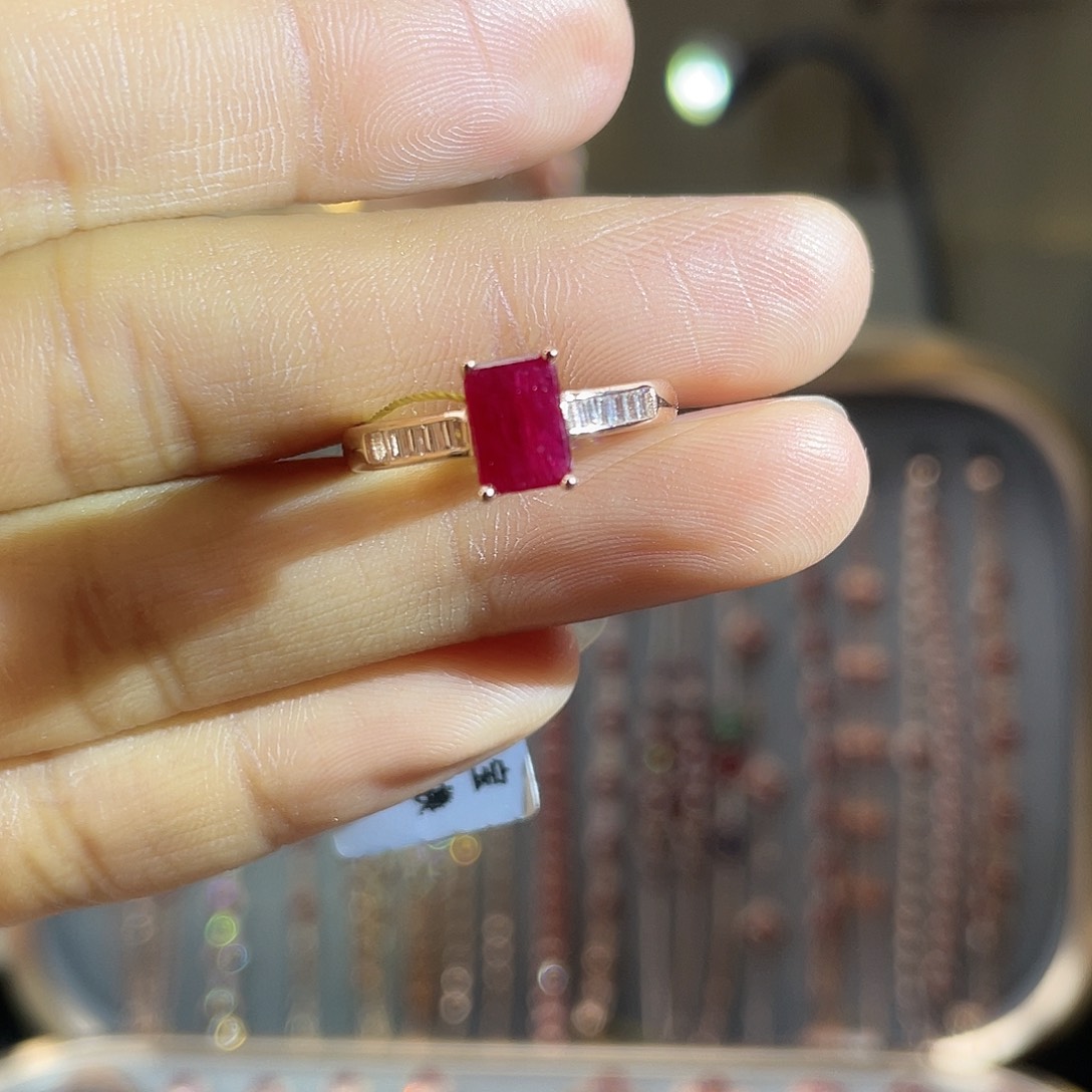 戒指银S925镶嵌红宝石