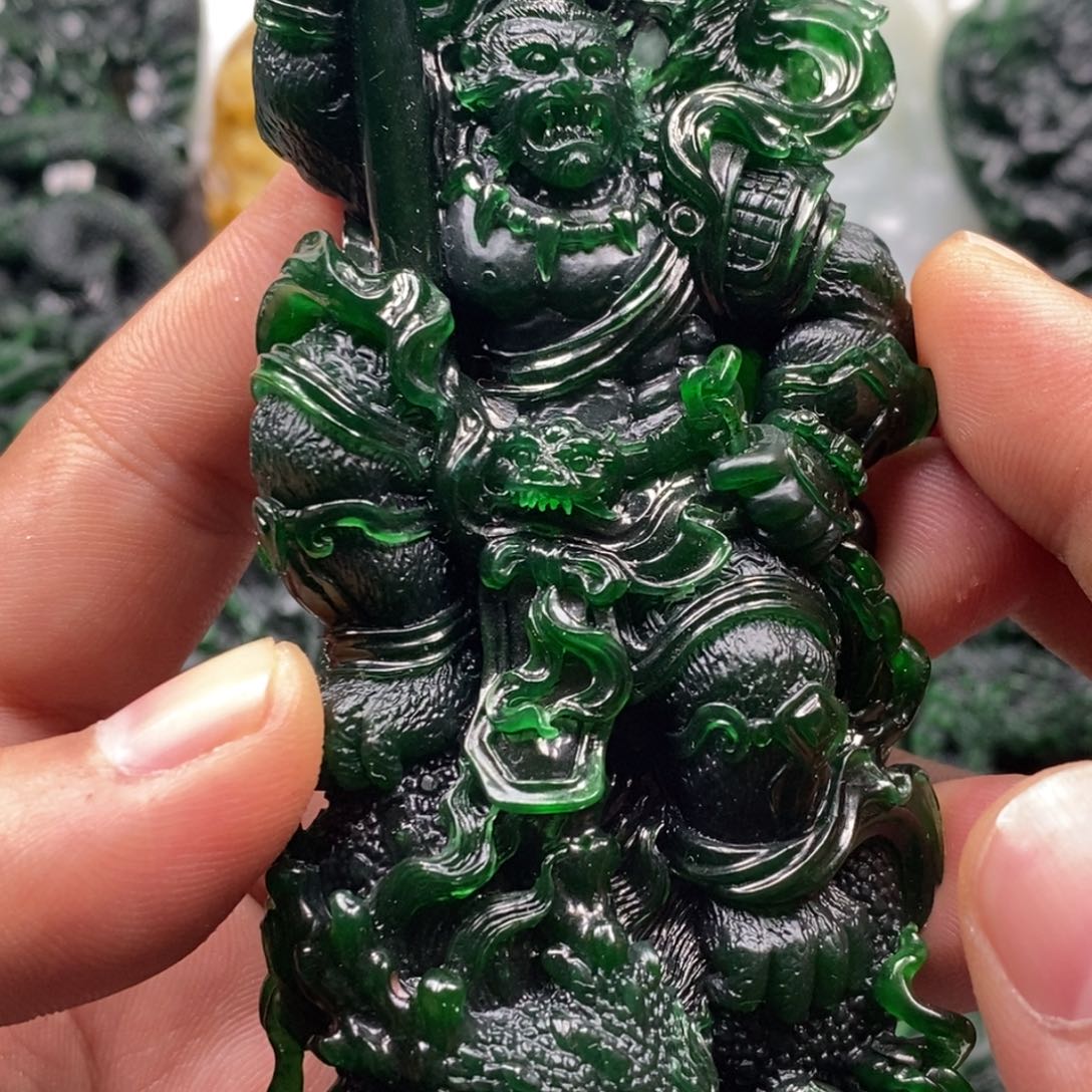 定制翡翠未镶嵌天然翡翠A货齐天大圣孙悟空