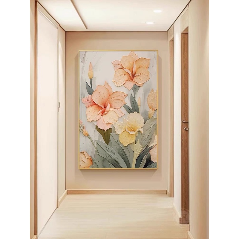 【和和美美】砂岩装饰画手工肌理时尚现代郁金香哑光装饰画玄关沙发