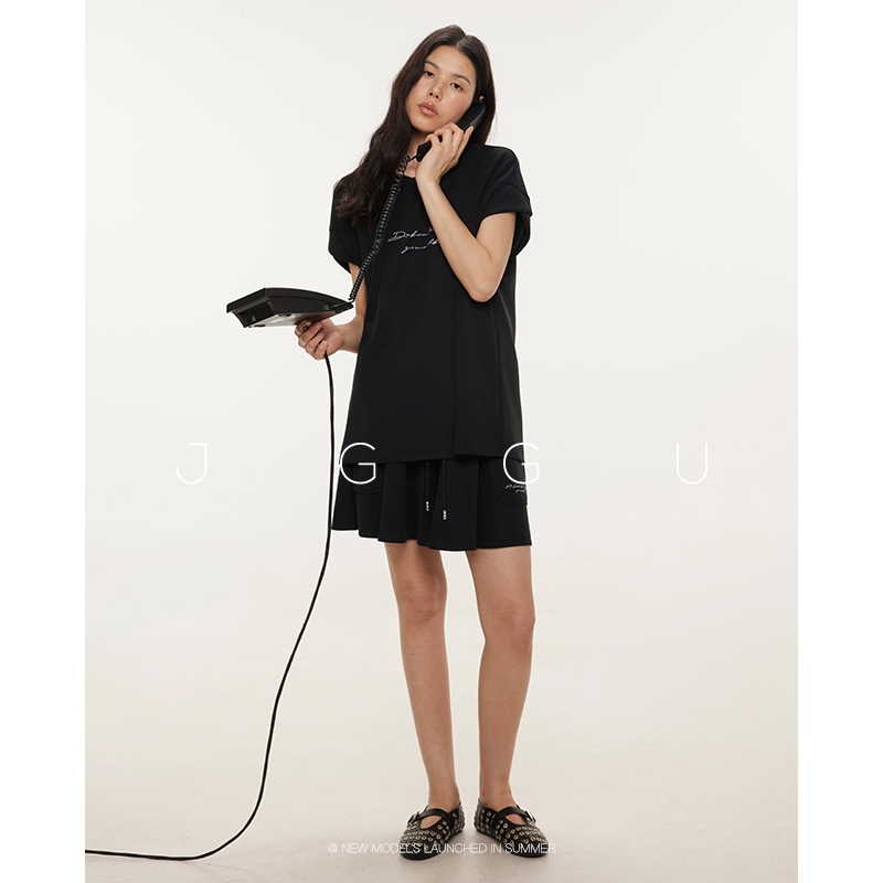 晶咕【空气舒芙蕾】T恤短款半裙三件套短袖运动针织休闲JG12250059