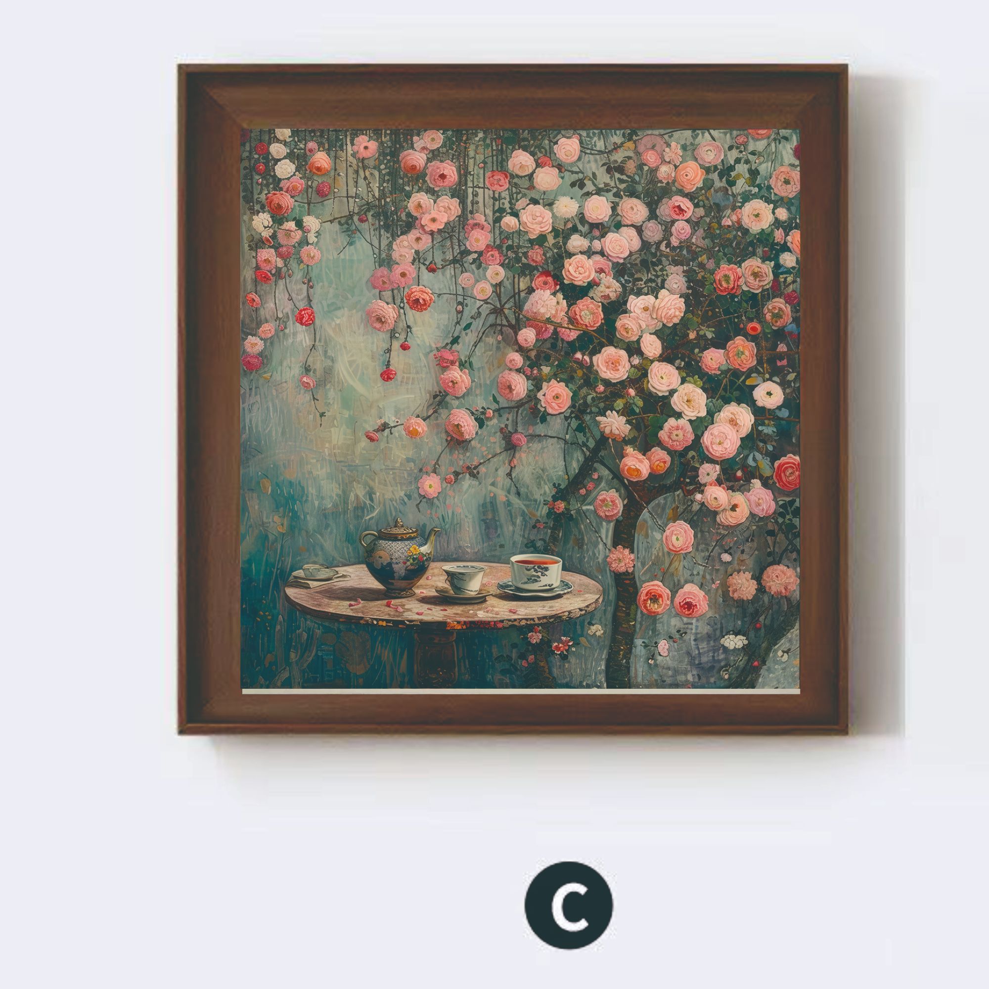 法式复古餐厅沙发背景墙小众花卉壁画FL13-50-50