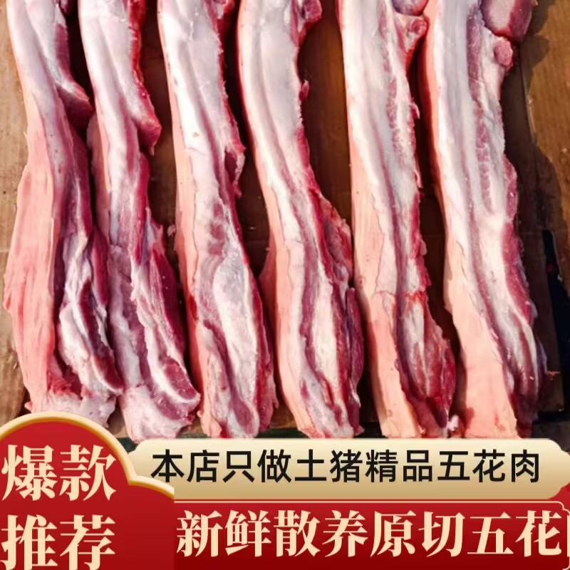 （顺丰冷链)到手10斤东北本地农家跑山猪土猪五花肉肚子五花