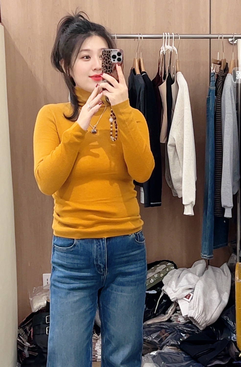 #264#熙荣自留#柿子橘高领打底衫