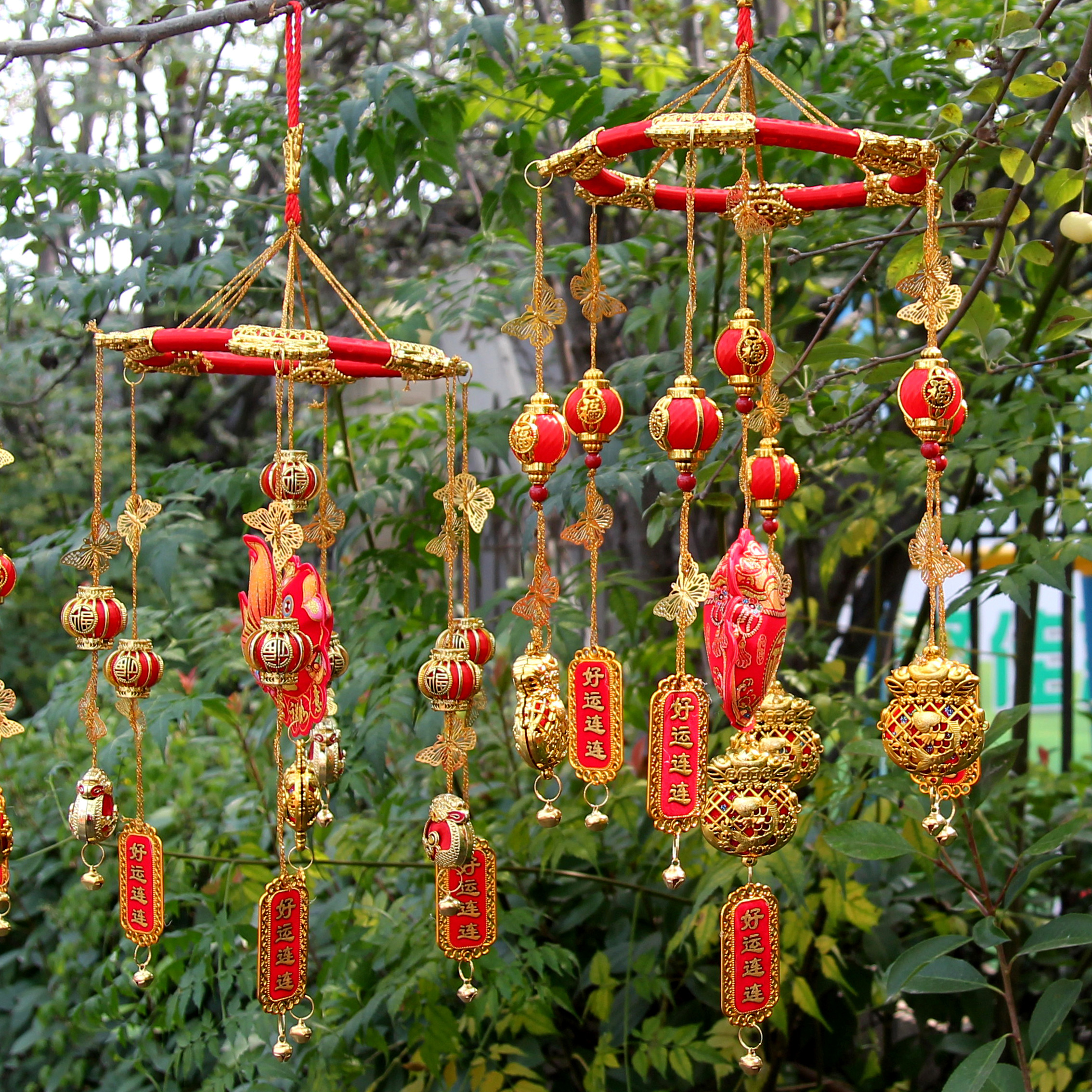 新款创意挂件立体风铃钱袋双鱼场景装饰个性家居喜庆装饰厂家直销