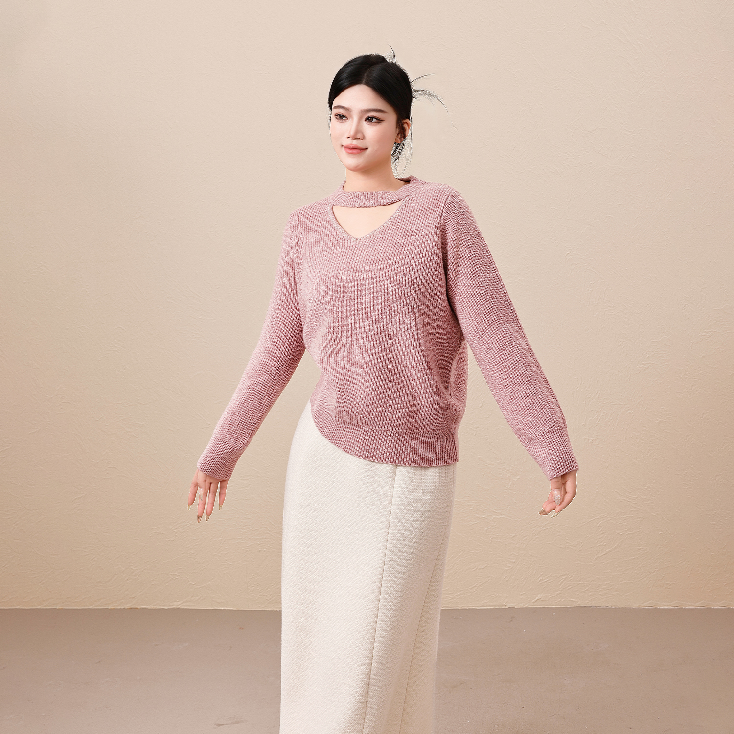 【珍珠物语】蛋妹大码女装微胖mm秋冬设计感毛针织衫毛衣DM35811