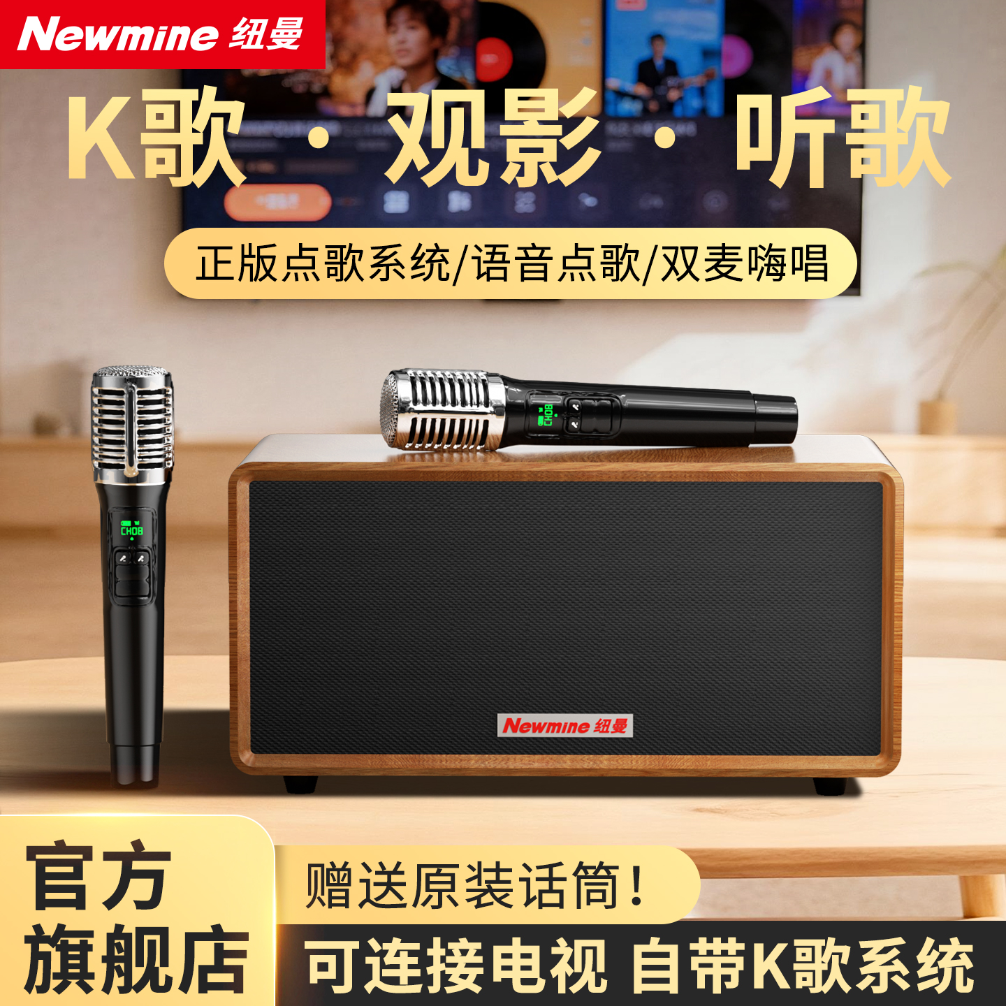 【双旦活动】纽曼KK01家庭k歌音响一体机大功率无线蓝牙唱歌音箱