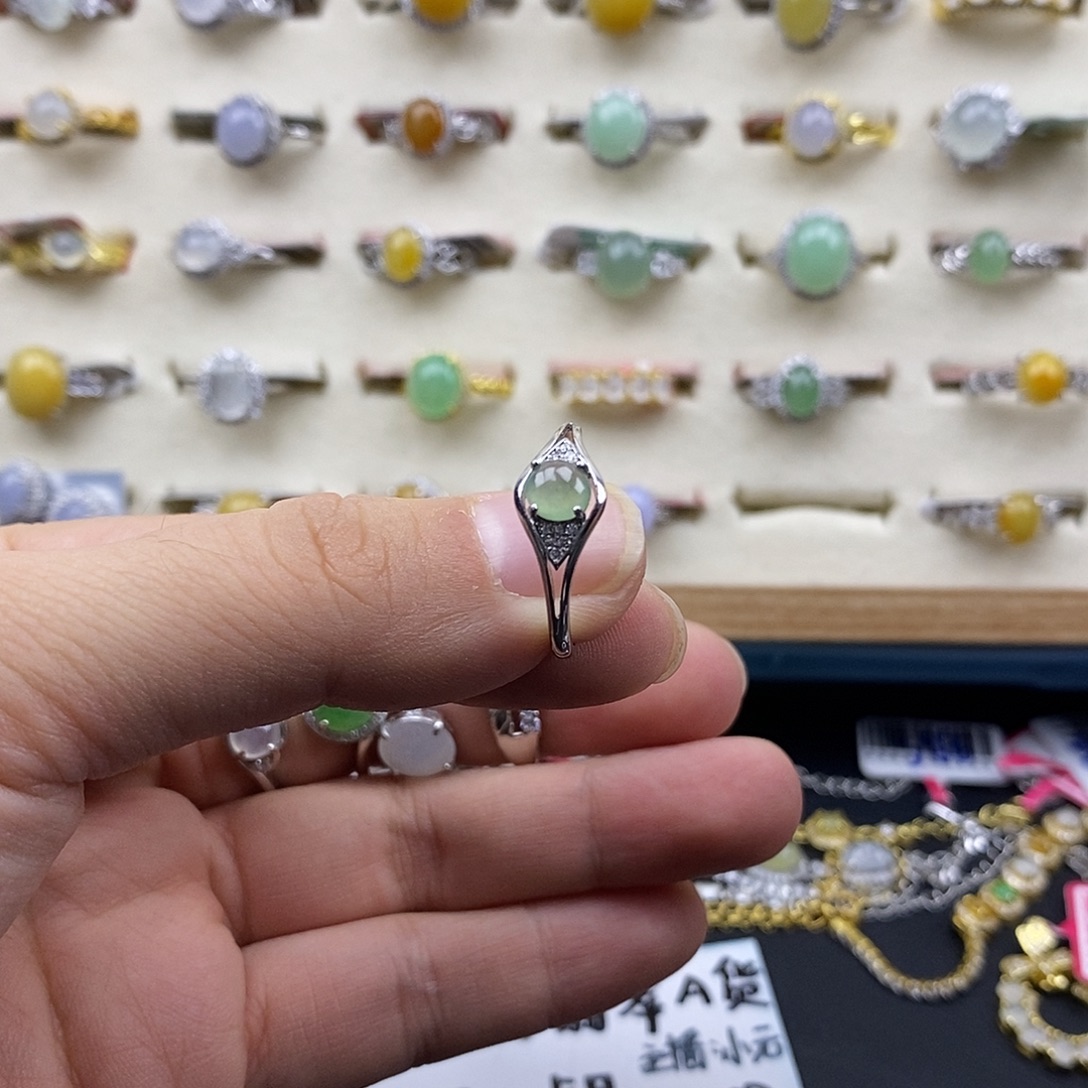 翡翠银S925镶嵌戒指