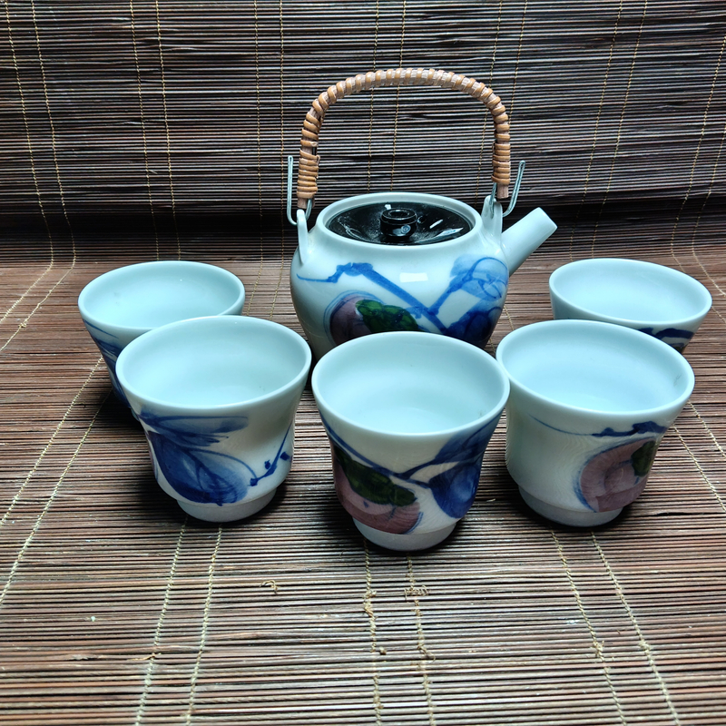 D110提梁茶道器具套组一壶五杯高档家用陶瓷