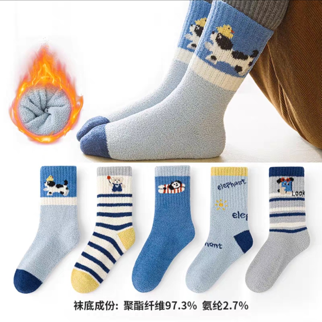 WZ-700 儿童中国风中筒袜秋冬季中大童运动春秋款加厚卡通