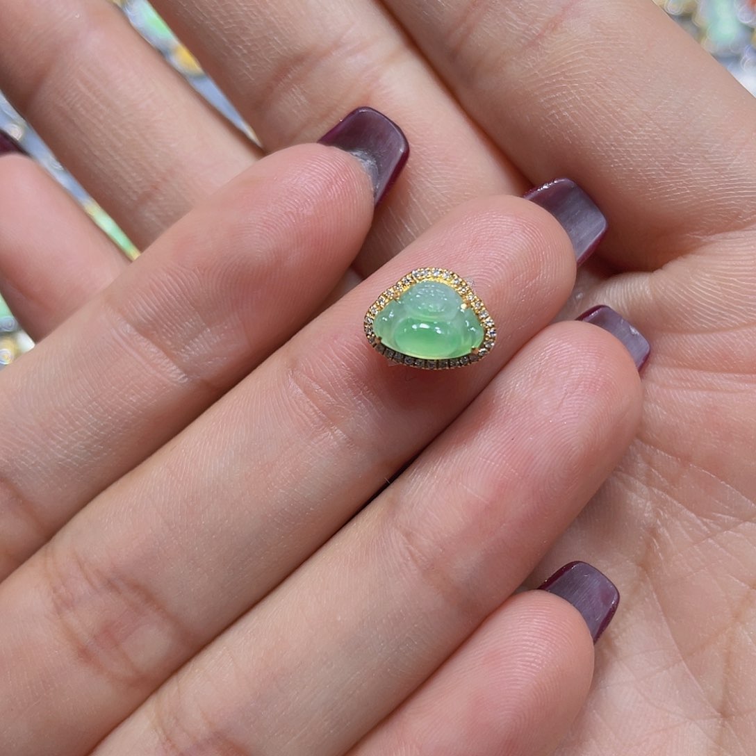 翡翠吊坠(不含链)18K金镶嵌江*