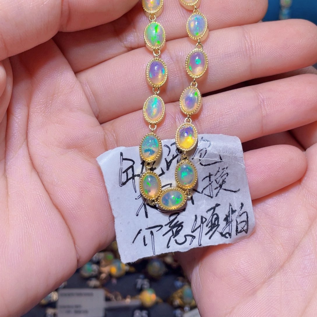 欧泊手链）银S925镶嵌嘻*