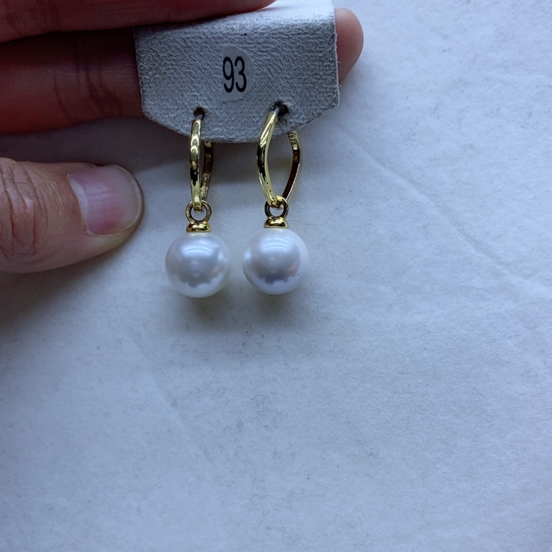 淡水珍珠耳饰银S925镶嵌93
