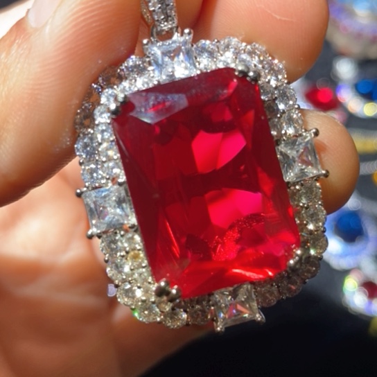 红宝石戒指银S925镶嵌