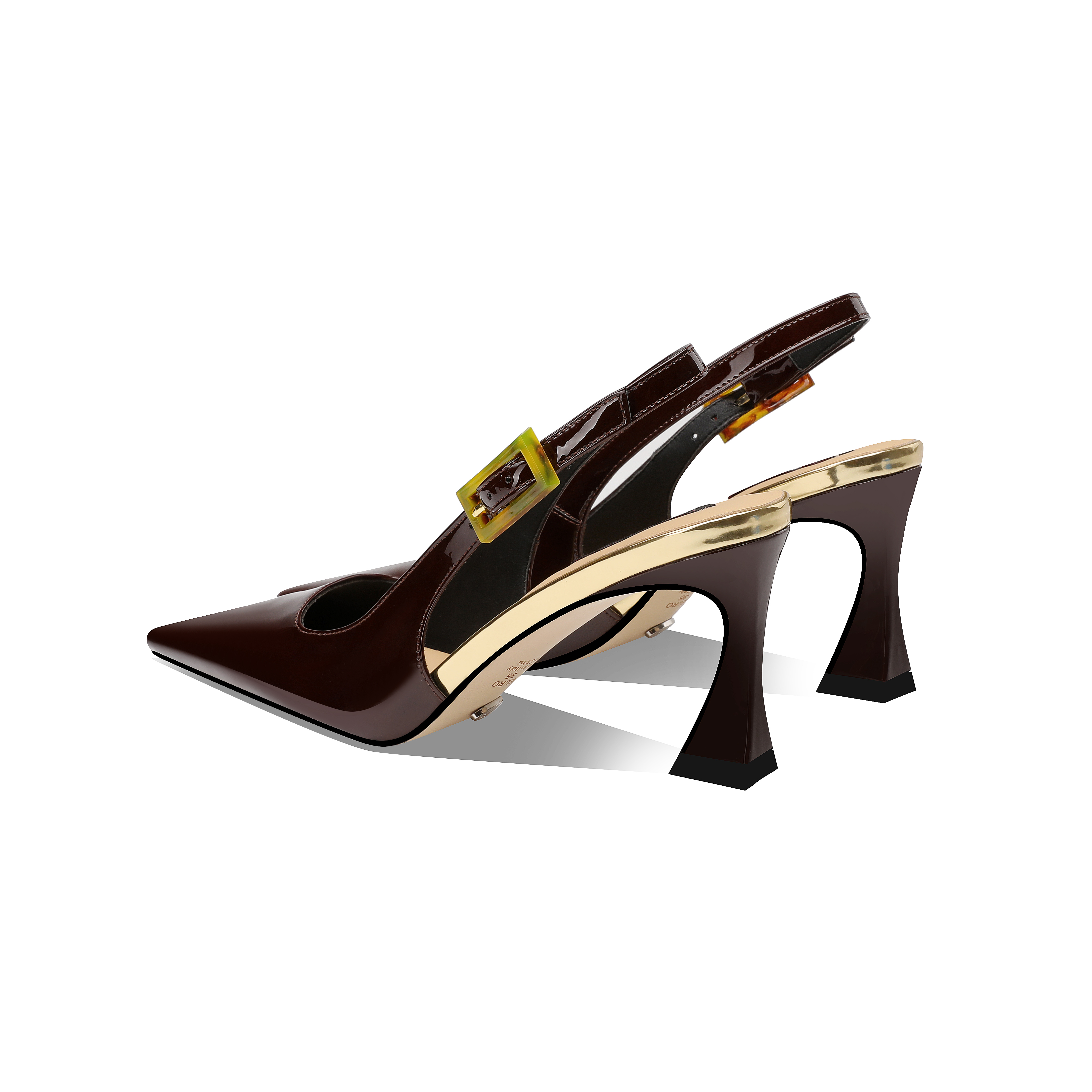 diaodiao粗跟小方头牛皮漆皮凉鞋高跟百搭夏季款优雅