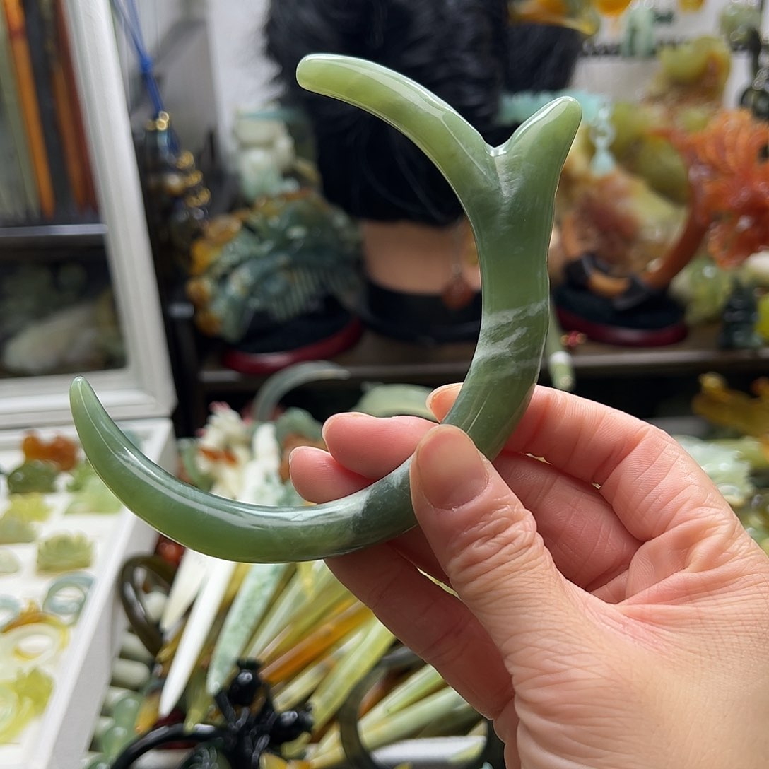 蛇纹石玉发饰合金