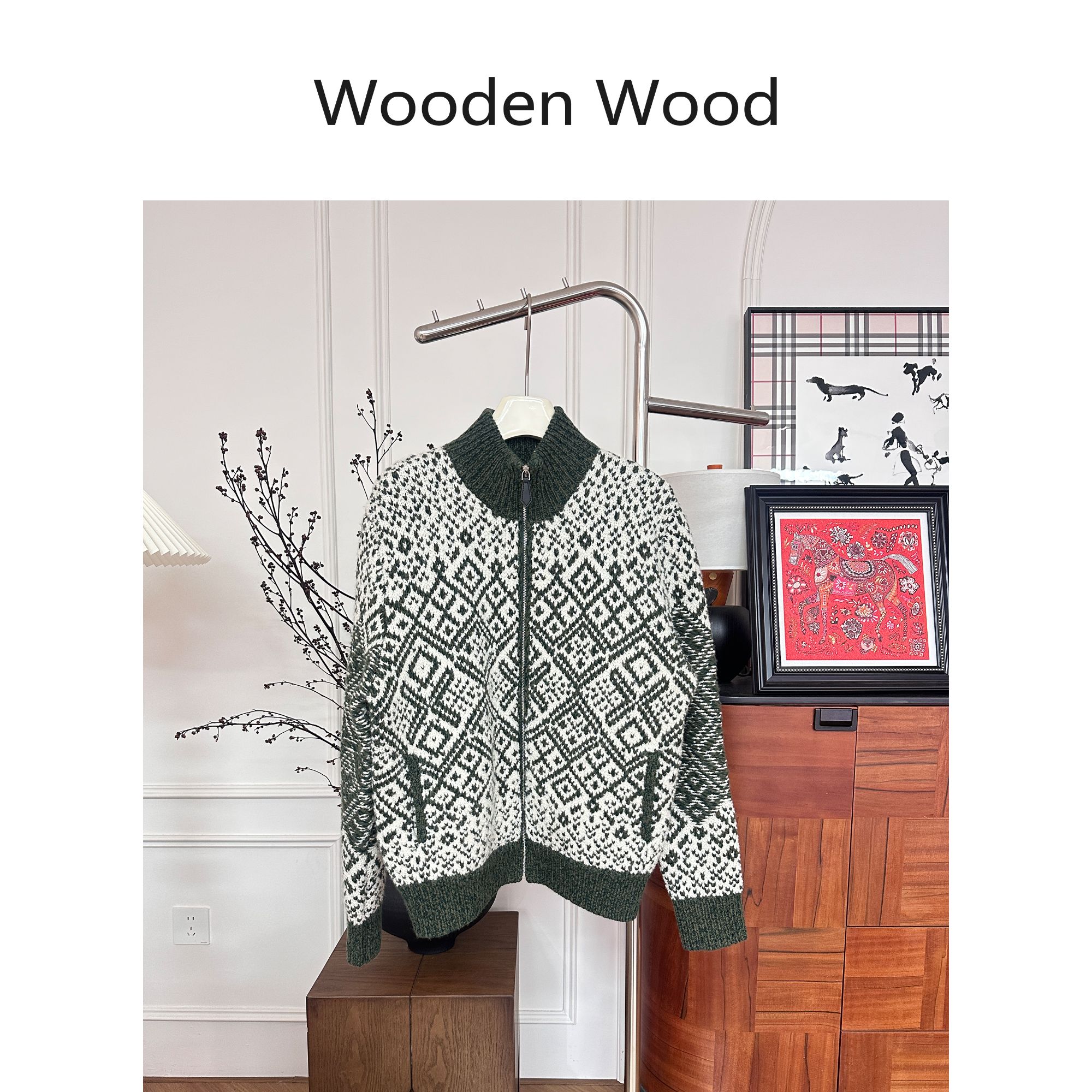 Woode Wood“云绒暖衫”立领气质老钱风保暖加厚羊绒羊毛外套P25731