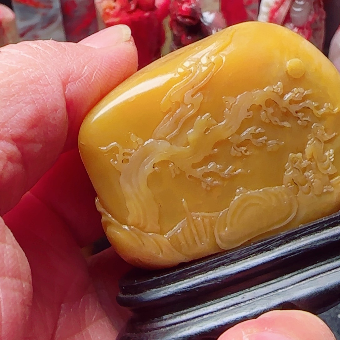 昌化石田黄石小摆普通盒子新店开业漏