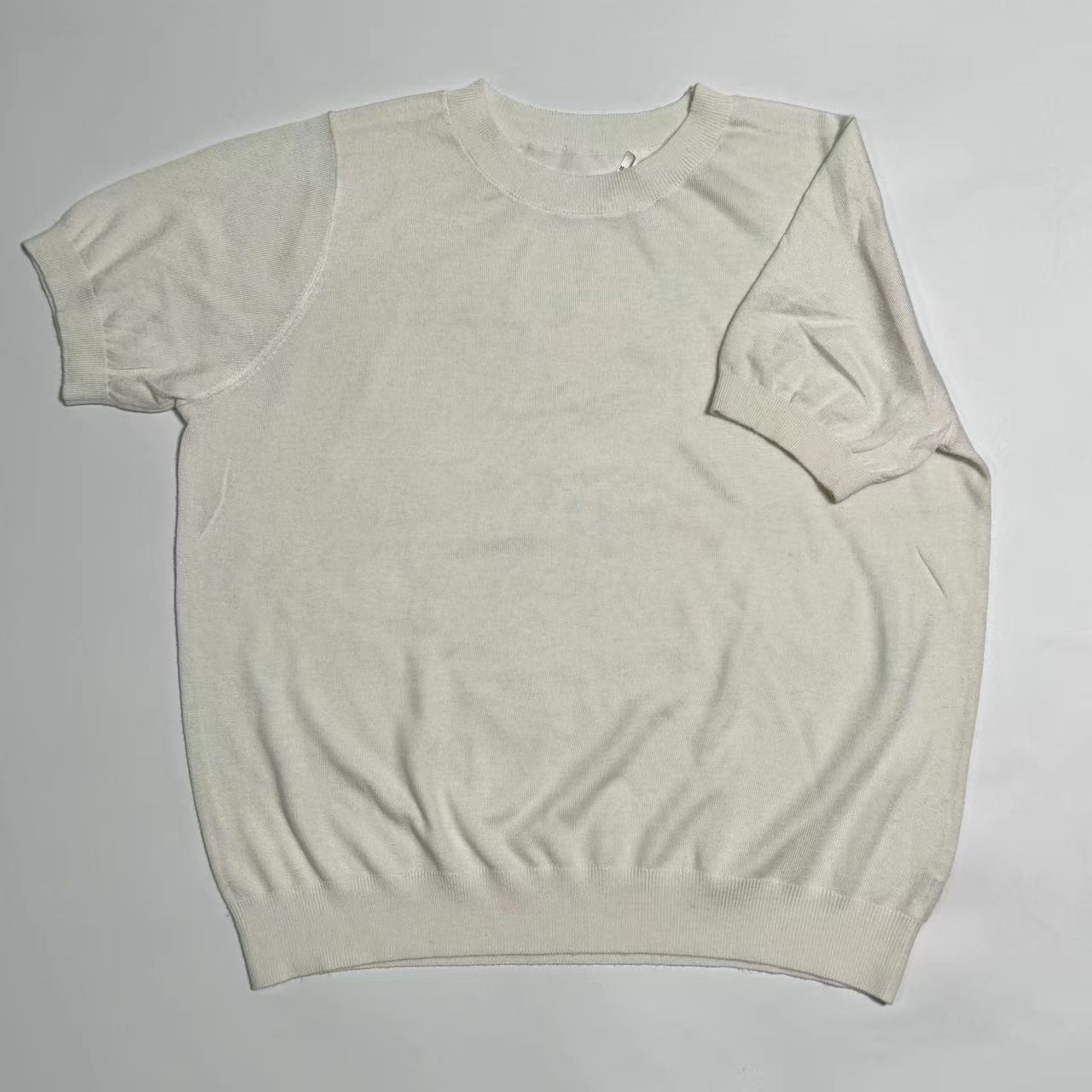 桑蚕丝混纺针织圆领纯色百搭短袖