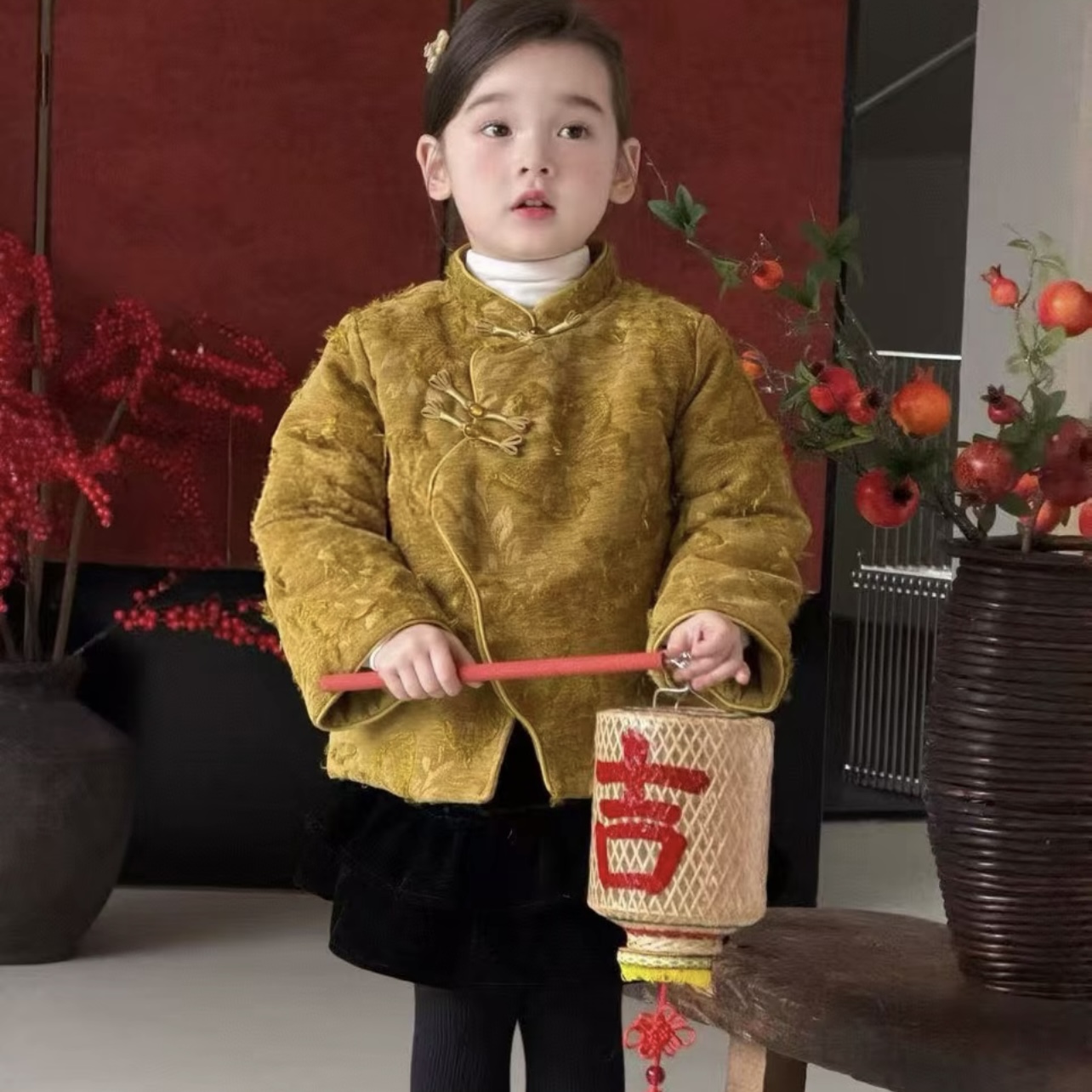 儿童可爱中国风女童套装加厚拜年服女孩潮流时尚中式两件套