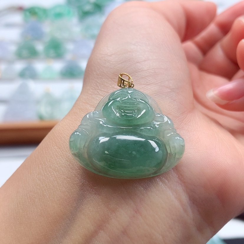 【闪购商品】翡翠吊坠(赠链)18K金镶嵌