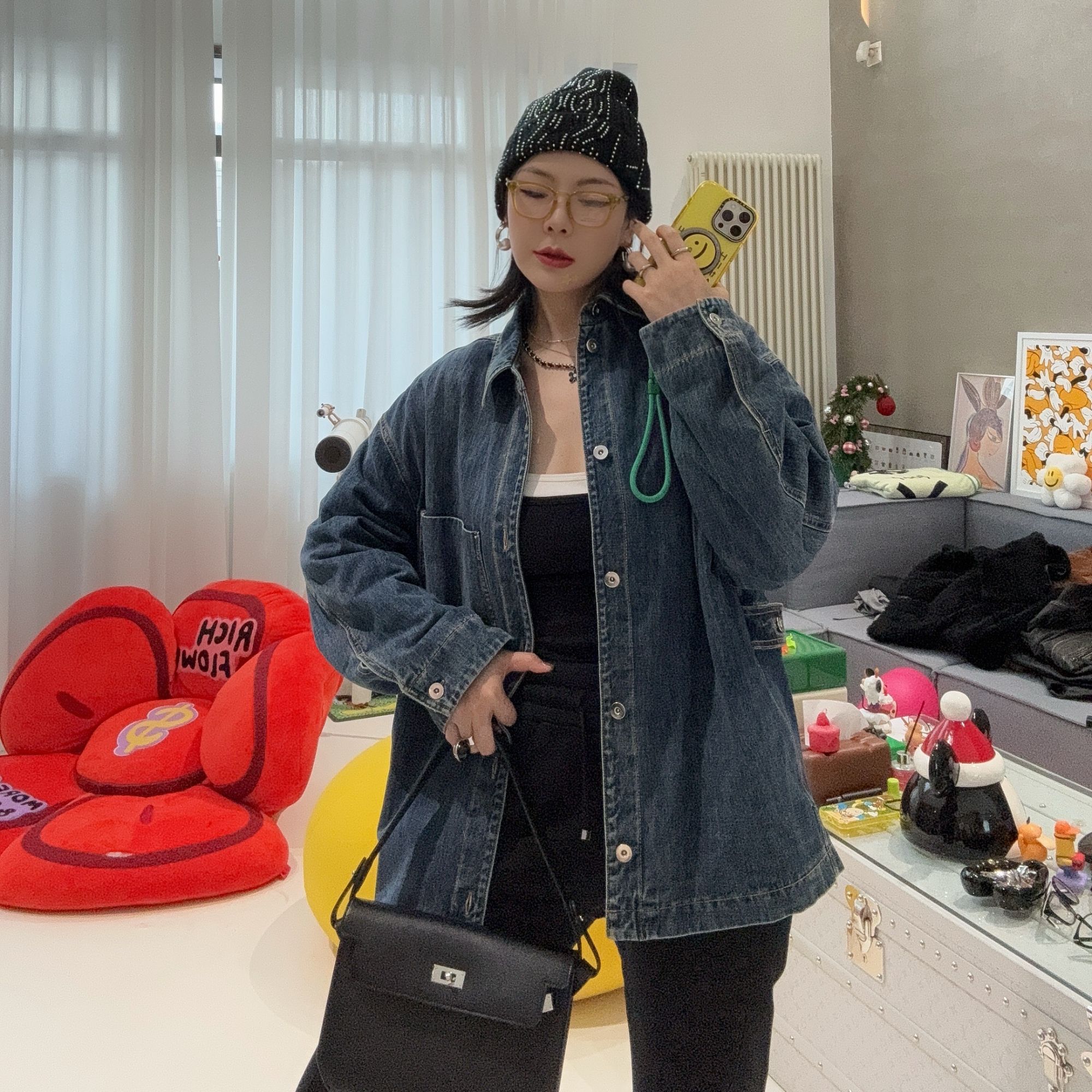 RIRV时髦-"大菠萝"水洗做旧牛仔外套男女同款