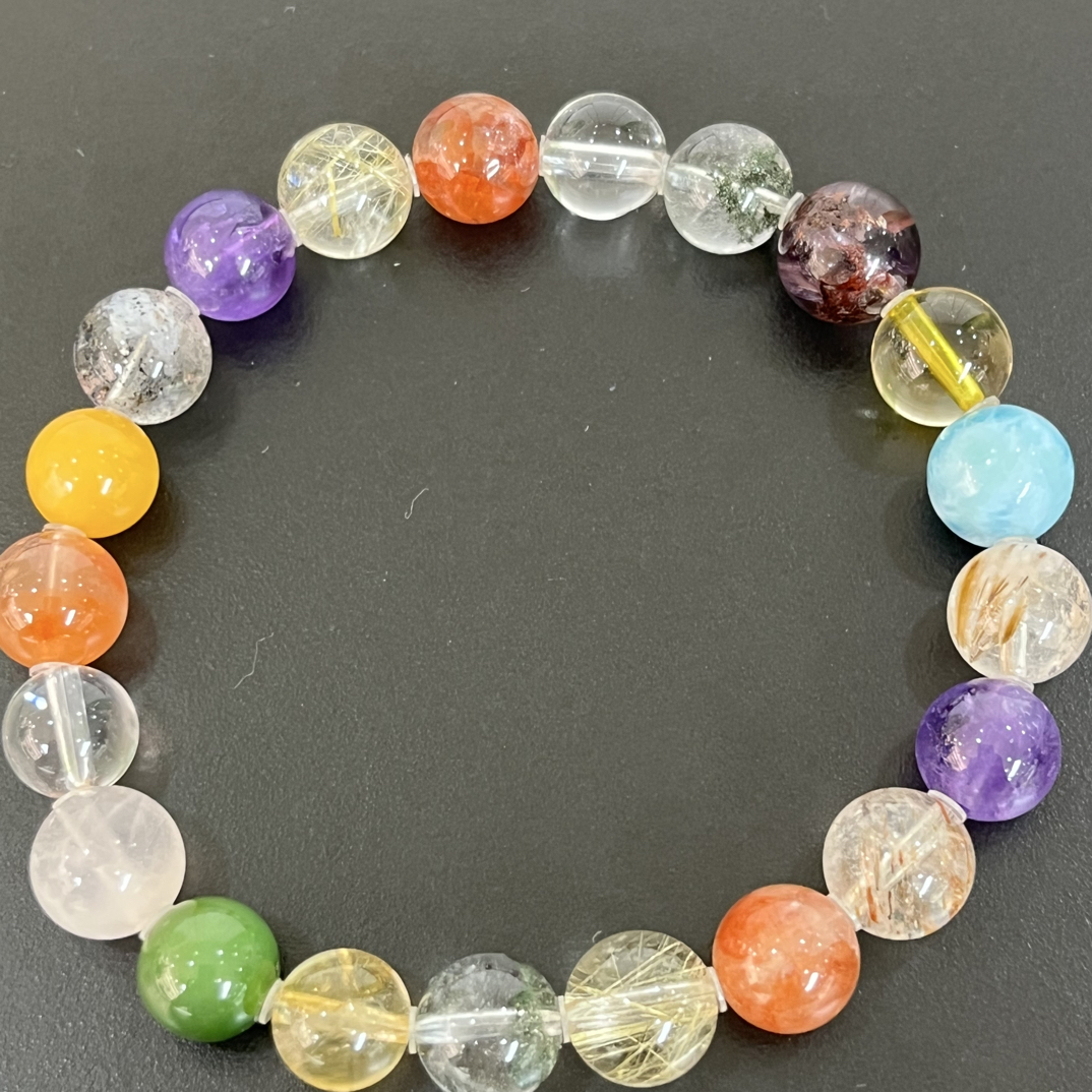 天然水晶多宝手串6mm➕彩色清新时尚多样性发一件