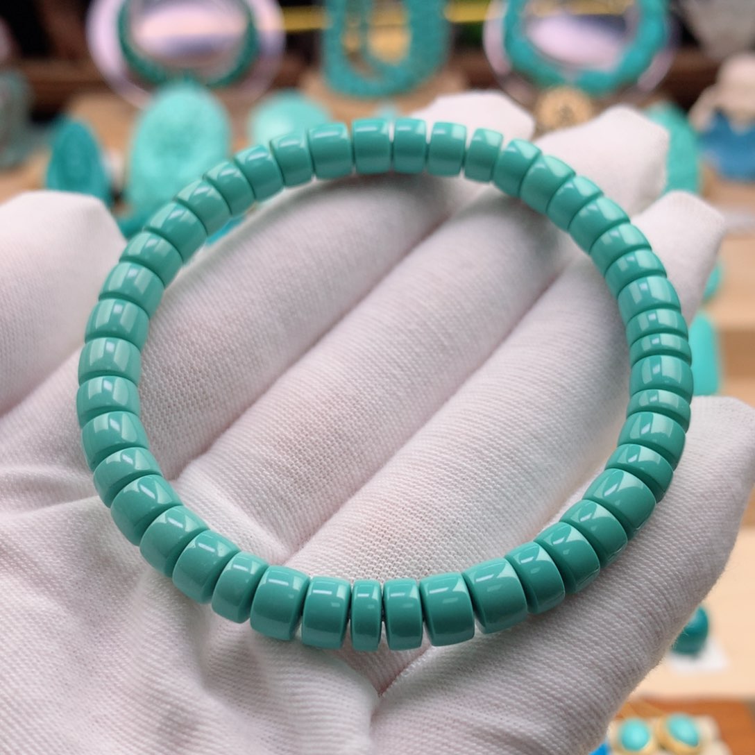 绿松石珠宝奇石未镶嵌6.5mm