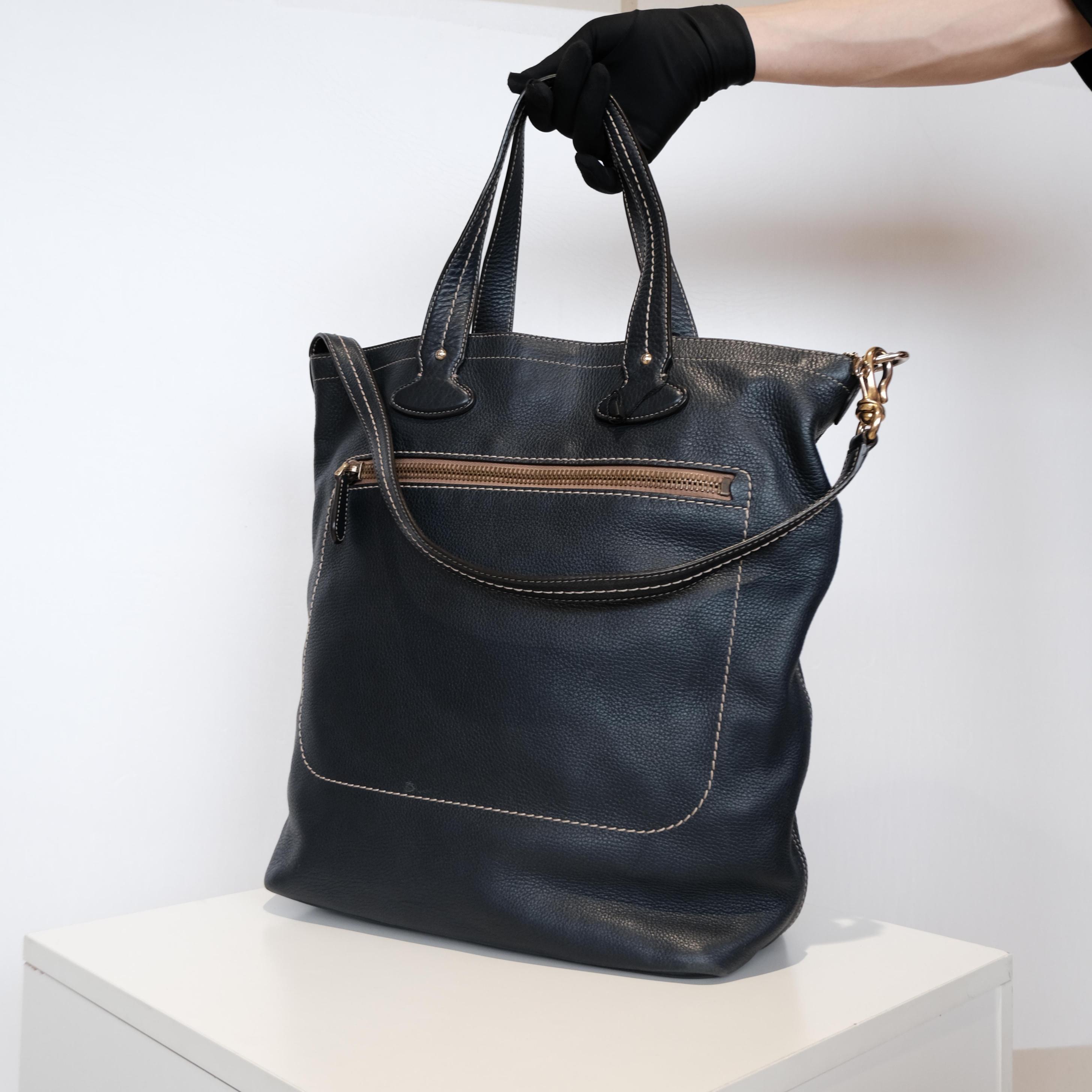 95新 BALLY/巴利 二手深蓝手提单肩包W91125