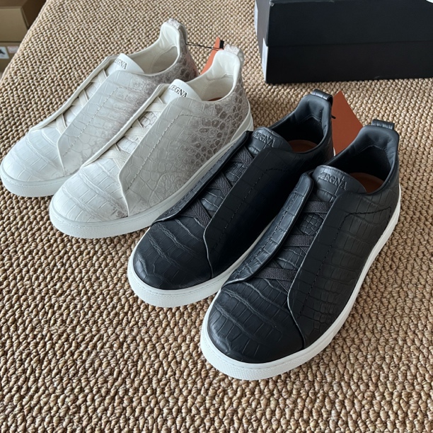 老钱风进口鳄鱼皮拼接胎牛磨纱男士平底休闲高奢定制款